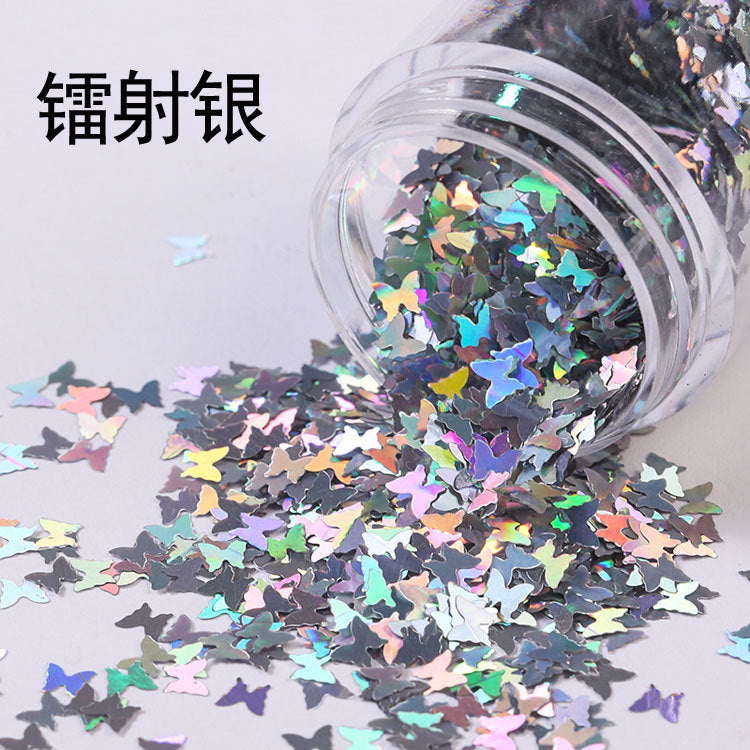 Wholesale Internet Celebrity Sparkling Laser Butterfly Nail Patch Phone Case Glitter Ring Powder Glitter Powder Drop Glue Glitter